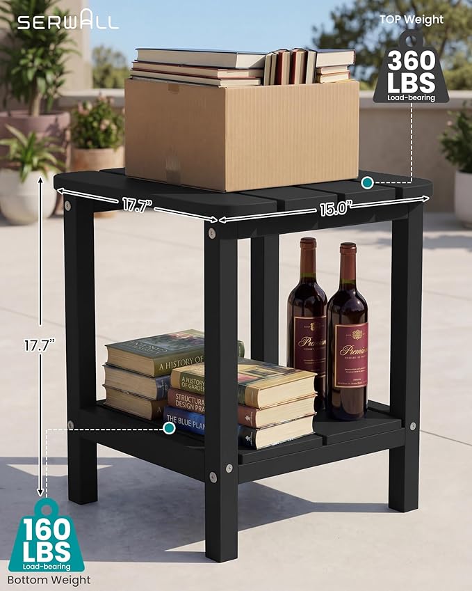 SERWALL Double Adirondack Side Table Rectangular End Table