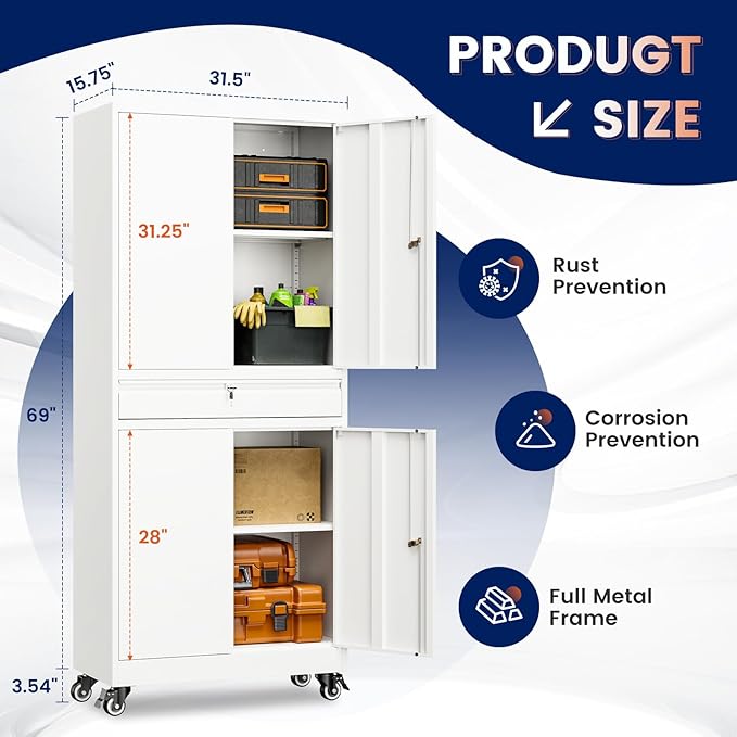 Yizosh Metal Garage Storage Cabinet