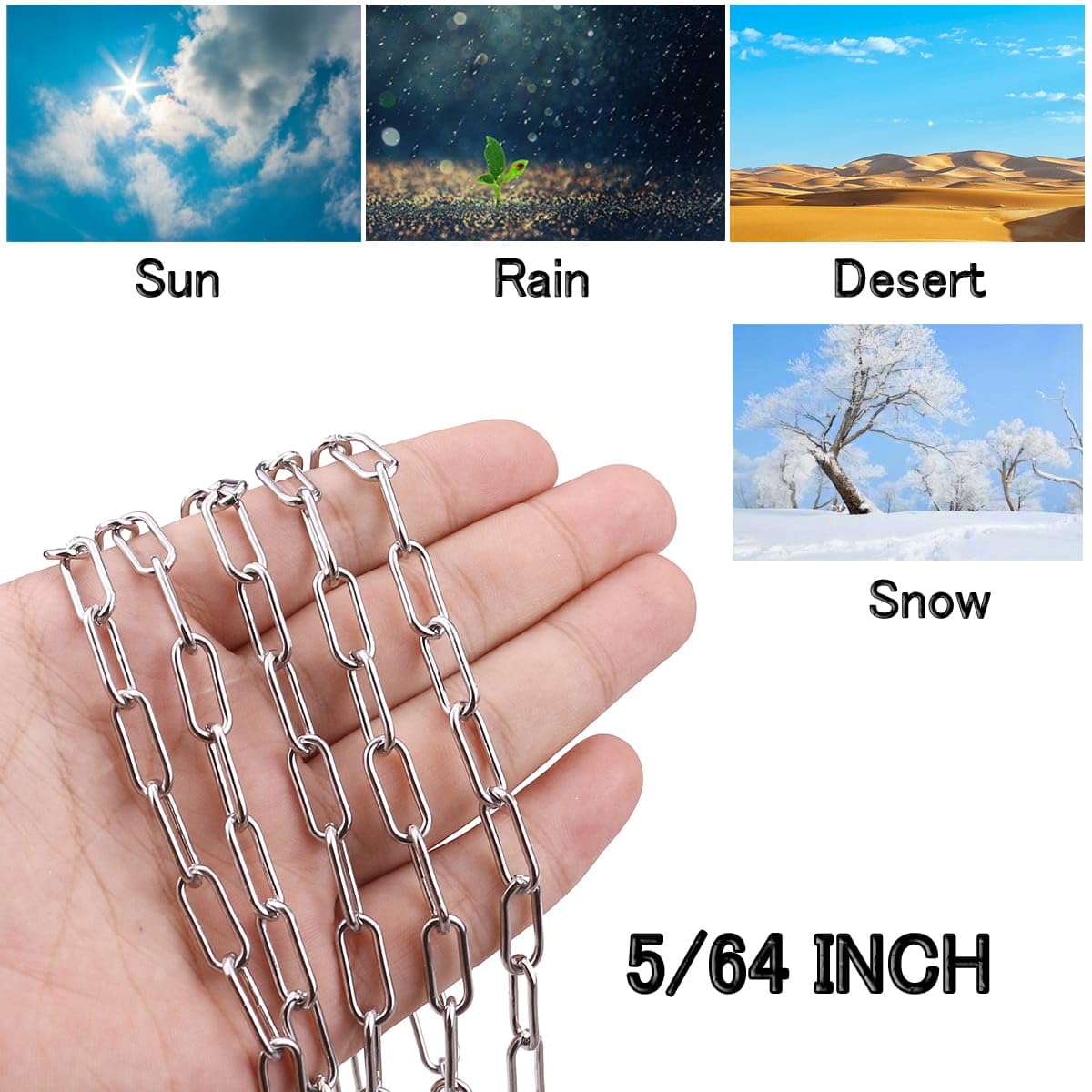 Stainless Steel Chain, Lsqurel 6.5ft Metal Chain Link Chain Small 1/8in Light Duty Chain Utility Chain Jack Chain for Home Outdoor Camping Hanging etc (1/8in-6.5ft)