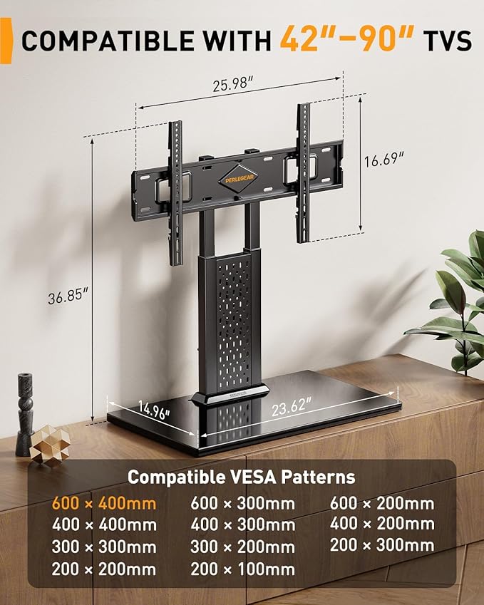 Perlegear Universal Swivel TV Stand
