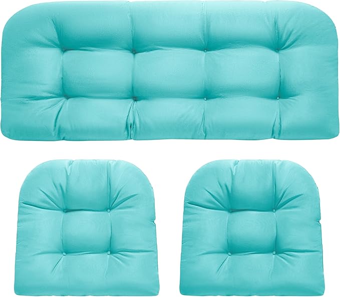 DANGHOOGY Wicker Chair Cushions, Waterproof Outdoor Loveseat Cushions