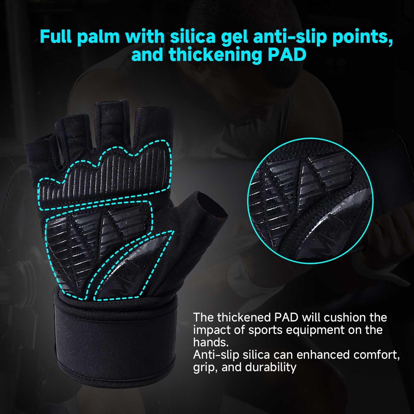Mens Workout Gloves for Weight Lifting - Exercise Gloves for Men Women With Wrist Wrap Support, Palm Protection and Grips - Sport Daily Use