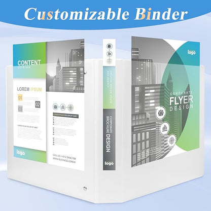 CIXILDTS 1.5-inch D Ring Binders, 3 Ring Binder Fit US Letter Size Paper, 1-1/2" Slant D Ring View Binder with 2 Pocekts, 6-Pack,White