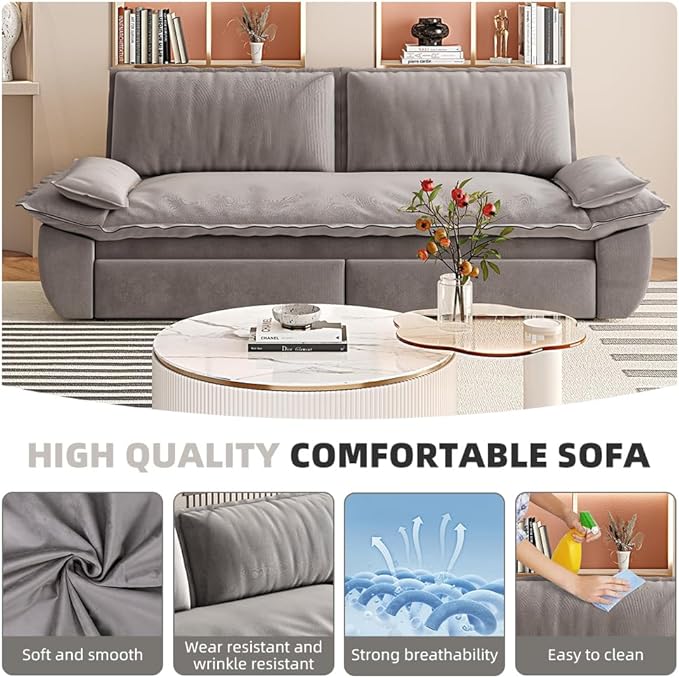 KEIKI 73.2" Queen Sleeper Couch, 3-in-1 Convertible Pull Out Sofa Bed
