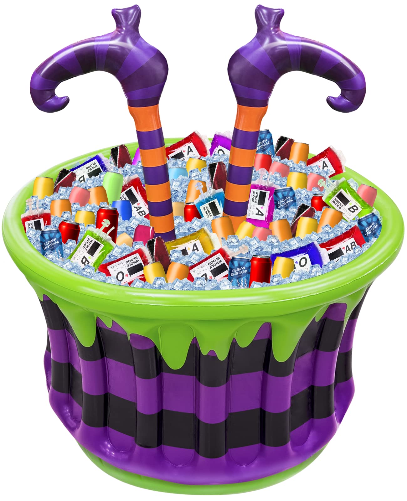 TURNMEON Halloween Inflatable Witch Legs Cauldron Cooler, 200+ Cans Super Capacity Drink Cooler, 40" Halloween Party Decorations for Holiday Party Home Indoor Outdoor Garden Lawn Yard