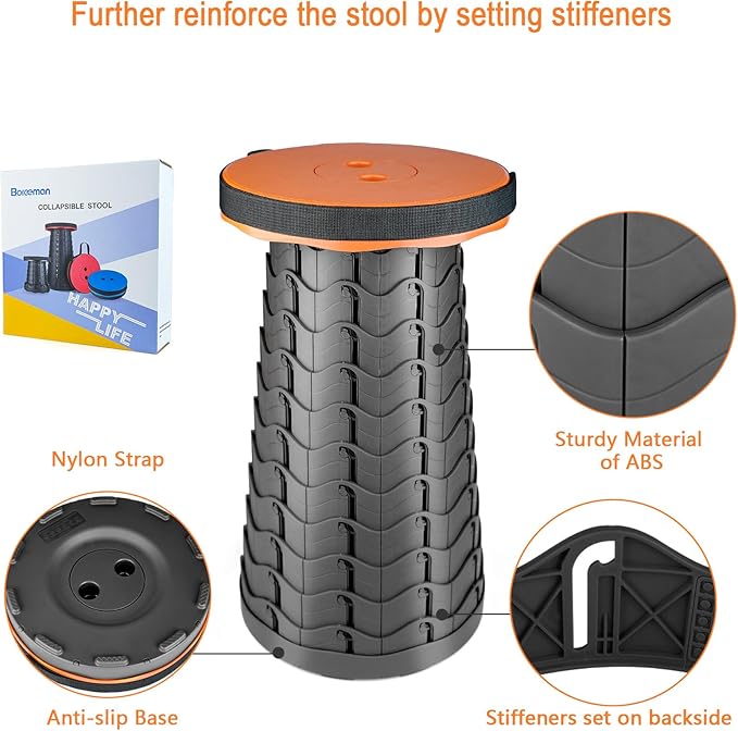 Boreeman Upgraded Folding Stool Lightweight Yet More Sturdy
