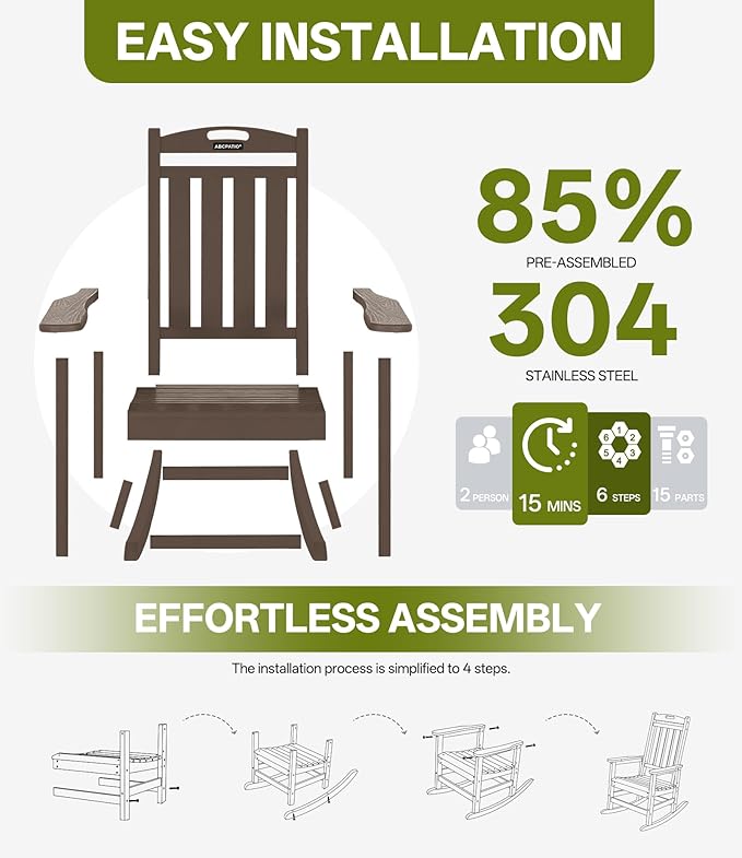 Outdoor Adirondack Rocking Chairs All-Weather HDPE Patio Rocker Chair