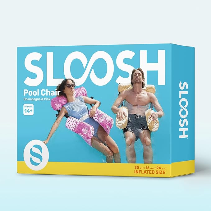 SLOOSH Inflatable Pool Floats Adult, 2 Packs Floating Lounge Chairs, Blow up