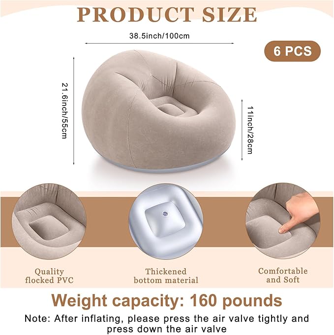 Realspring 6 9 12 Pcs Inflatable Bean Bag Chairs