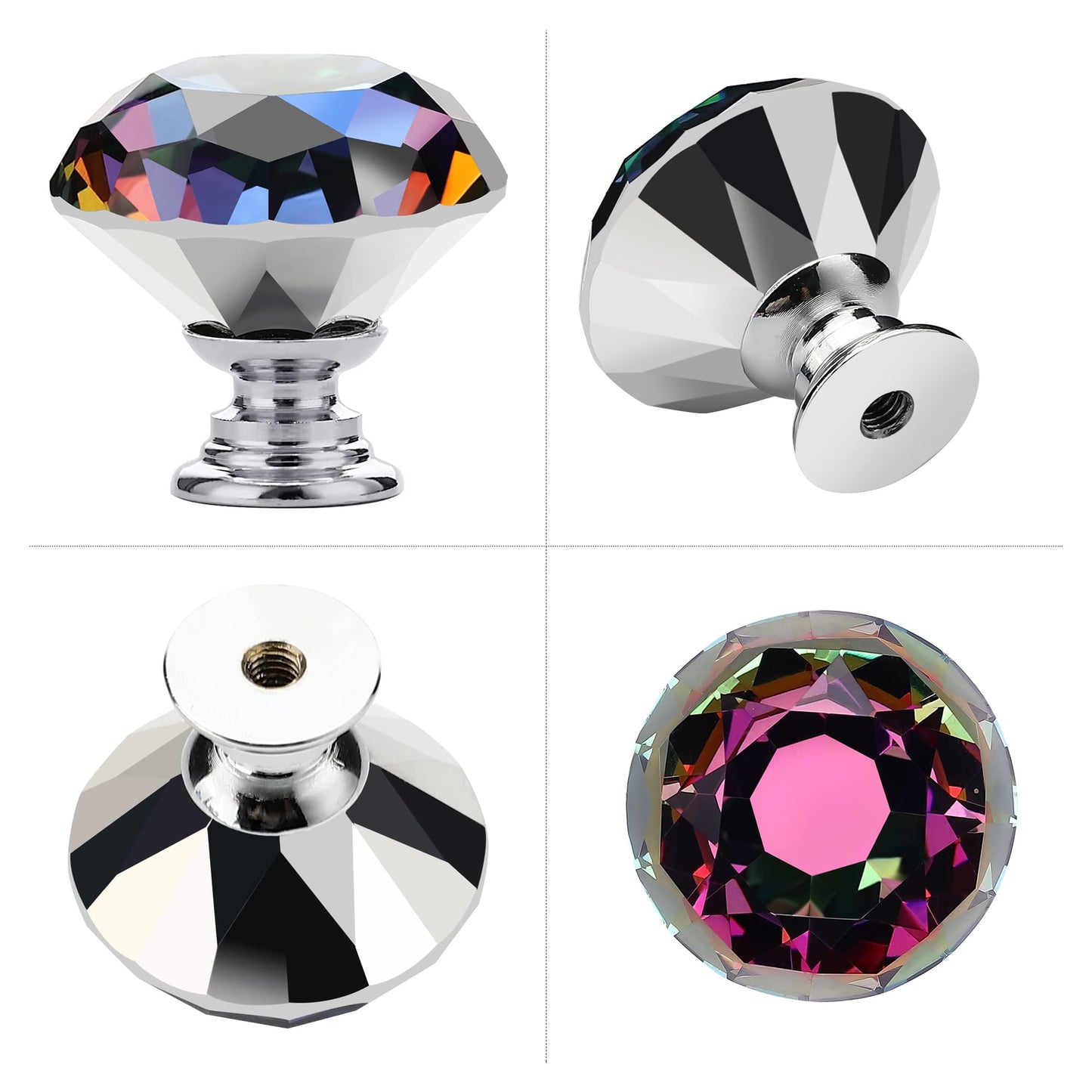 Ravinte 5 Pack Colorful Crystal Knobs for Cabinets Glass Cabinet Knobs