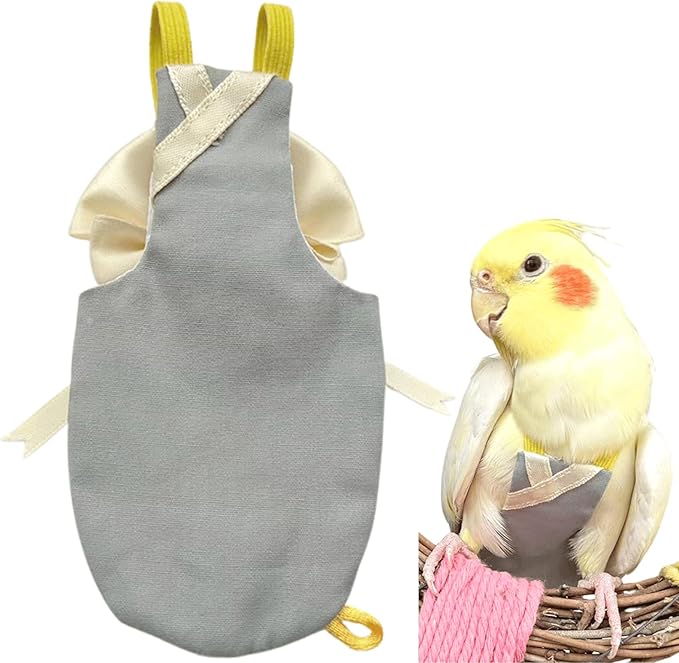 Bird Flight Suits Diapers, Parrot Flight Suits Diapers for Quaker Parakeets Cockatiels Conures Macaw African Grey, Bird Diaper, Parrot Clothes (Grey B,XS)