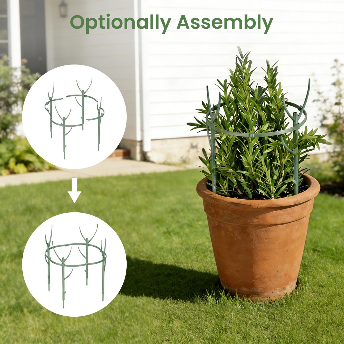 15 Pcs Stackable Plant Support Stakes, 11 Inch Garden Stakes with 2 Velcro Ties, 20 Plant Clips & 65ft Garden Twist Tie Indoor Outdoor Plant Sticks Monstera Accessories for Climbing & Potted Plants