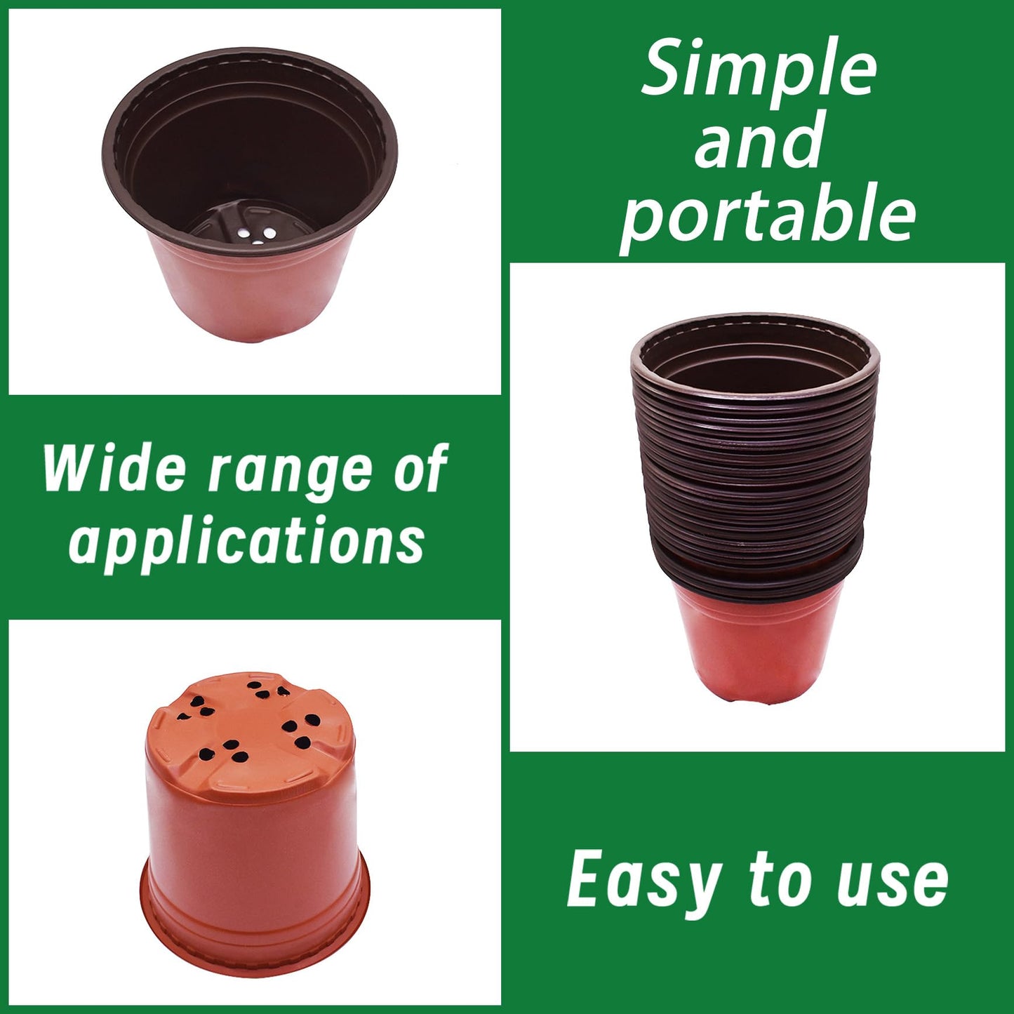 YSMN 8 Inch Nursery Pots 100pcs Plastic Bowl for Seed Starting Succulent Flower Planting Multipurpose Plant Container