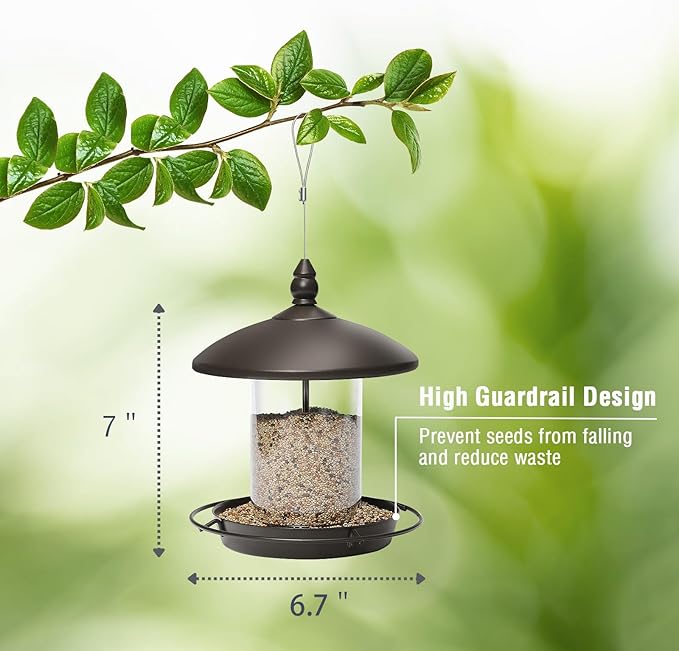 Youvip Metal Roof Bird Feeder - Chew Proof for Outdoor Hanging Wild Bird Seeds. Bronze