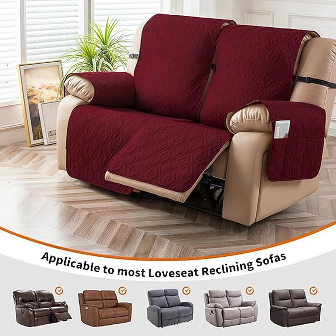 Genina Waterproof Loveseat Recliner Cover Non-Slip, Sofa Cover