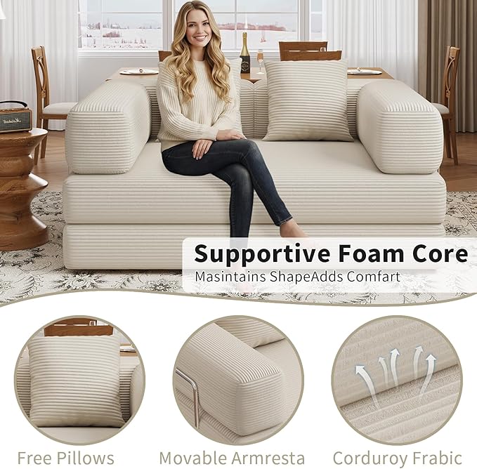 BSHOMGI 4 in 1 Futon Sofa Bed Queen Size