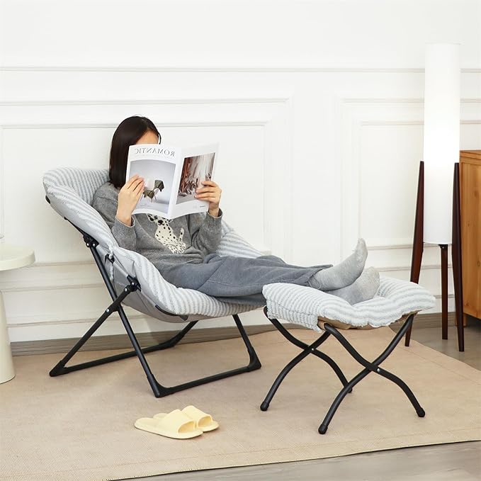 Comfy Saucer Chair for Adults, Soft Faux Fur Bedroom Chair, Accent Dorm Chairs