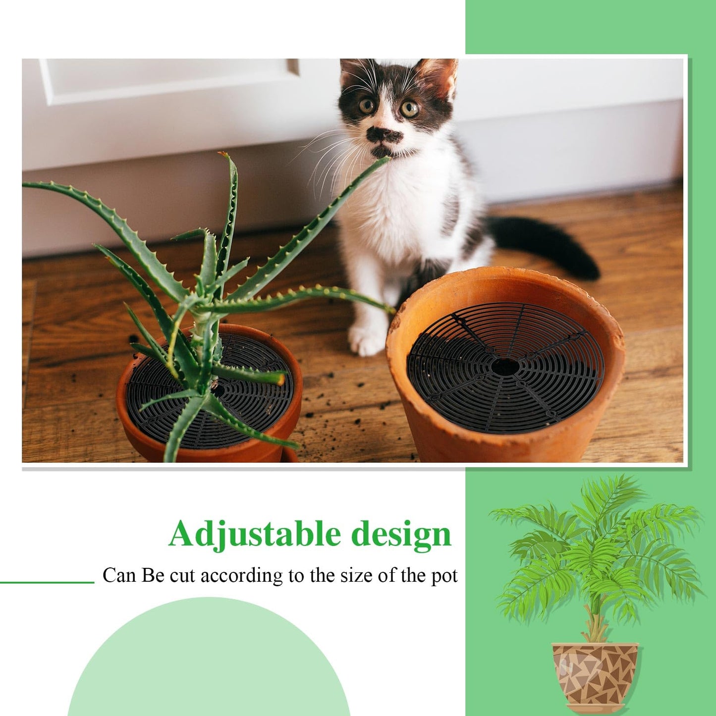 Sawysine 3 Pcs Plant Pot Cover Plant Protector from Animal Flower Pot Grid with Center Cutout Flower Cover Soil Protectors(Black,11.8 in)