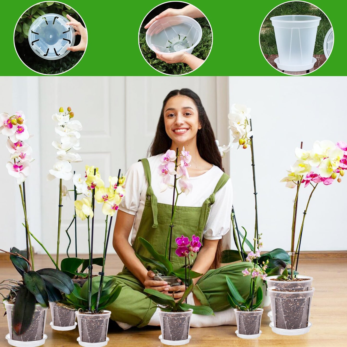 Artuxer 40Pack 4/5/6/7 inch Plastic Clear Nursery Pots with Saucer, 4 Sizes Garden Pots Plant Pots with Drainage Holes for Flower,Herb,Succulent,Plants, 100 pcs Plant Labels,5 Set for Indoor Outdoor