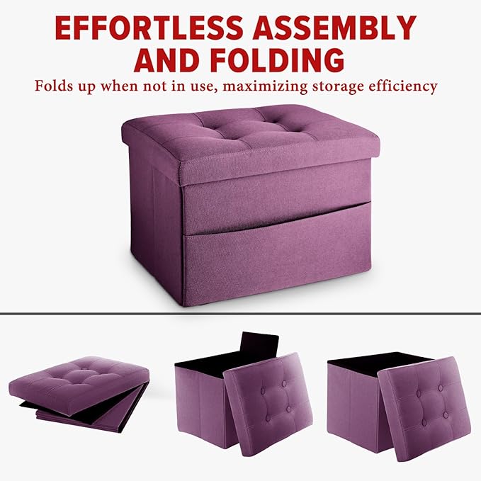 LINMAGCO Storage Ottoman Folding Foot Stool Foot Rest