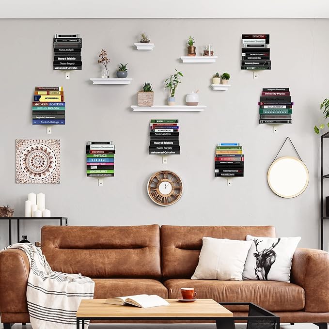Floating Book Shelves for Wall, 4 Tier Invisible Floating Bookshelf, Vertical