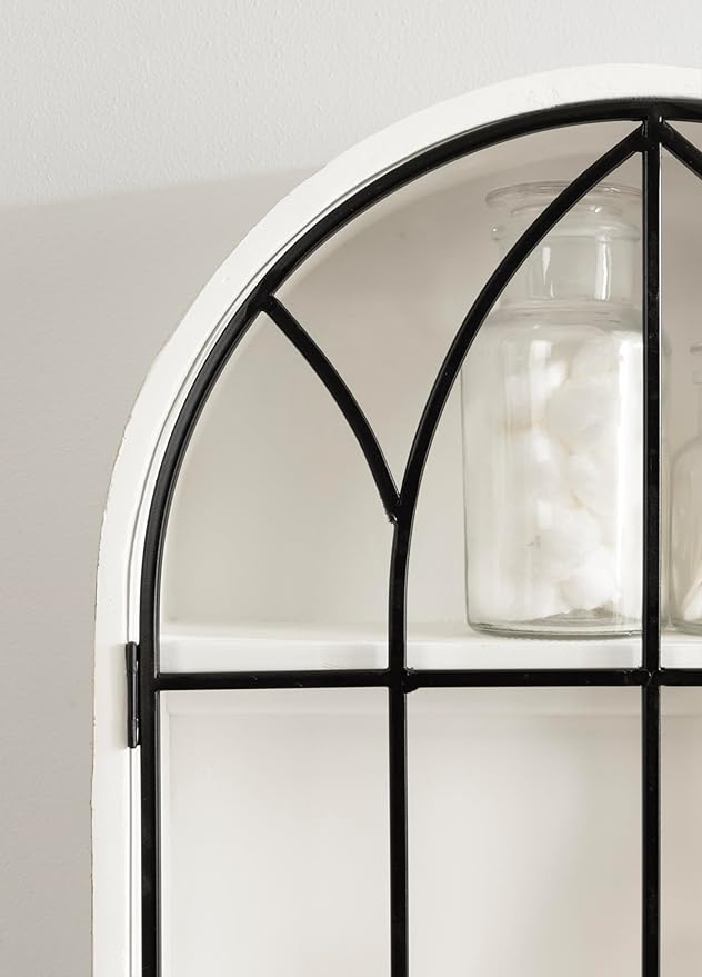 Kate and Laurel Megara Decorative Wooden Hanging Arched Wall Cabinet
