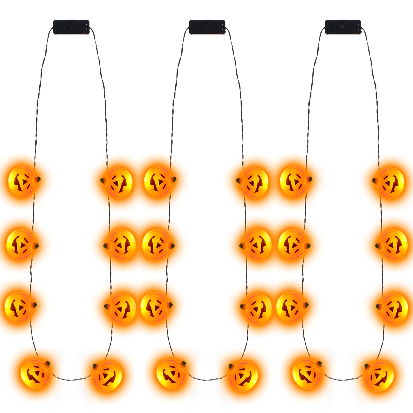 JOYIN 3 Pcs Halloween LED Necklace Pumpkin Shaped Jack o' Lantern Glowing Necklaces for Halloween Party Favor and Supplies, Party Costume Accessory Supplies