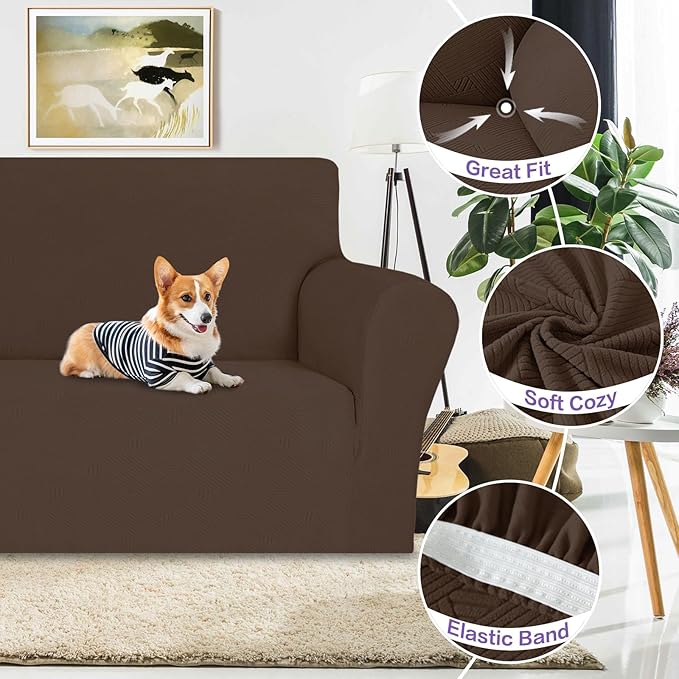 ZNSAYOTX Super Stretch Sofa Cover, New Striped Sofa Covers Fitted Slipcovers