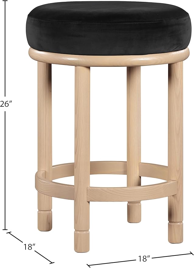 Meridian Furniture 976Black-C Monette Collection Art Deco Counter Stool