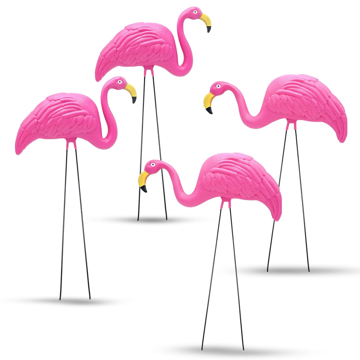 4E's Novelty 4 Pink Flamingos Yard Decorations - Extra Large 24" Flamingos Yard Ornaments - Pink Flamingos for Yard Sculptures & Statues - Lawn Flamingos Outdoor Garden Decor, Weather Resistant