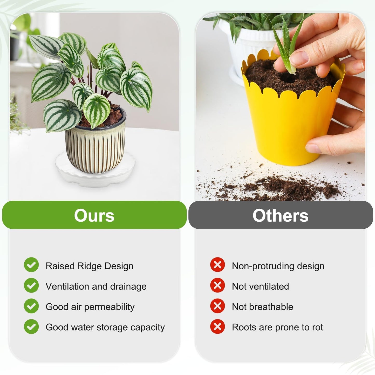 M METERXITY 4-Pack Plant Saucer, 6.9 Inch/17.5 cm Plastic Plant Trays Thicker for Pots/Indoor/Outdoor/Water Drainage and Protection, Flowerpot Drip Tray [White]