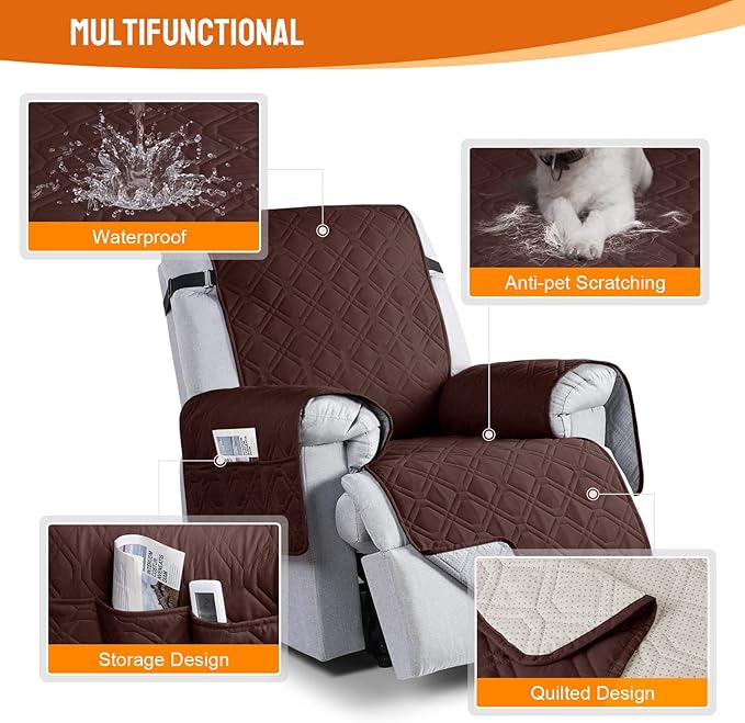VANSOFY 100% Waterproof Recliner Chair Covers, Recliner Cover Non-Slip Dog