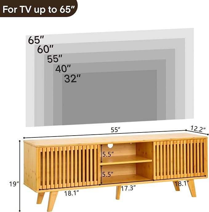 Bamboo TV Stand for TVs up to 65", Accent Entertainment Center