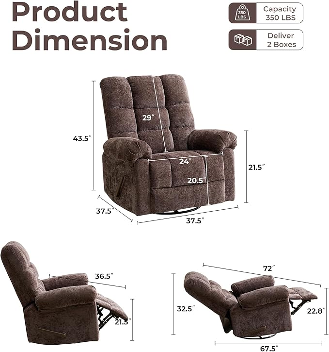 Oversized Swivel Rocker Recliner