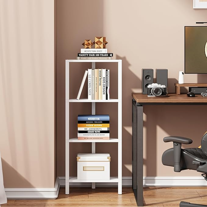 TUTOTAK Corner Shelf, 4-Tier Corner Bookshelf
