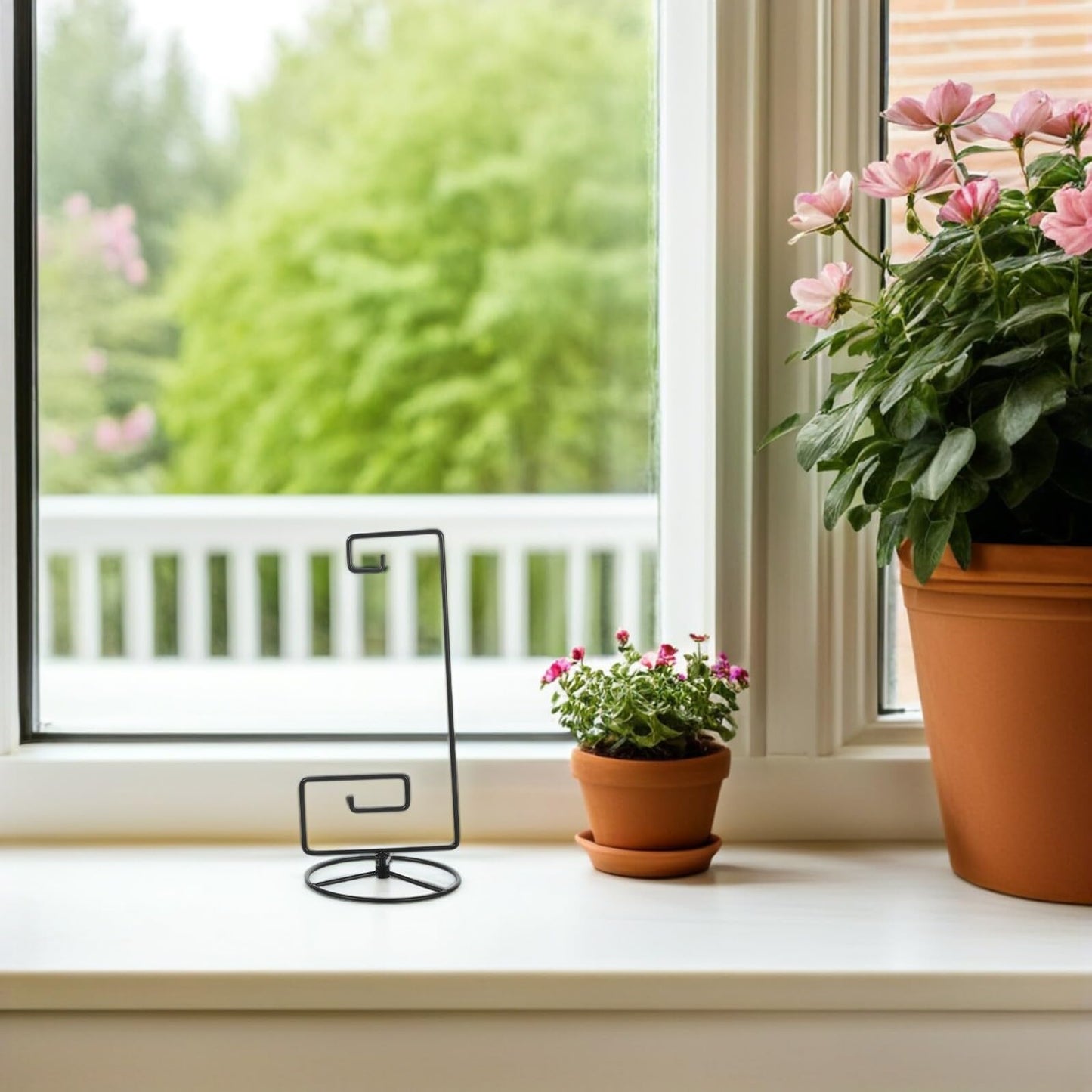PRETYZOOM Glass Globe Flower Rack with Iron Frame, Small Hanging Terrarium Stand 12.2x25.3cm, Air Planter Display Holder for Indoor Home Decor and Plant Hanging Hooks