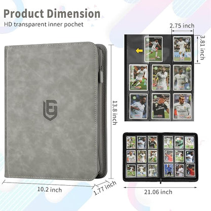 9 Pocket Card Binder,540 Pocket Trading Card Binders,Loading Pocket Collectible Card Album for MTG, TCG, Sport Card, Game Cards Grey