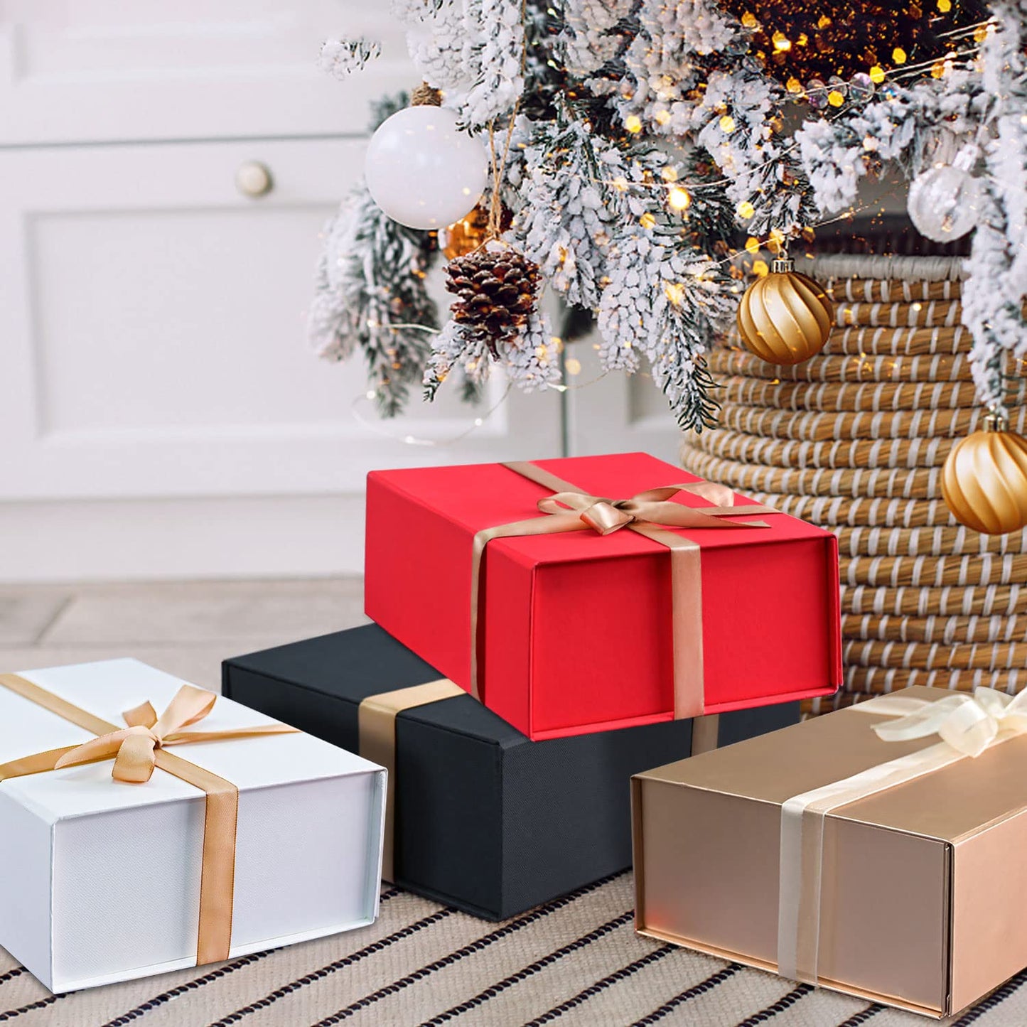 LIFELUM Gift Box 13.5''x10''x4'' Large Black Gifts Boxes with Magnetic Lids Luxury Gift Box for Groomsman Proposal Gifts Contains Card, Ribbon, Filler Birthday Gift Packing