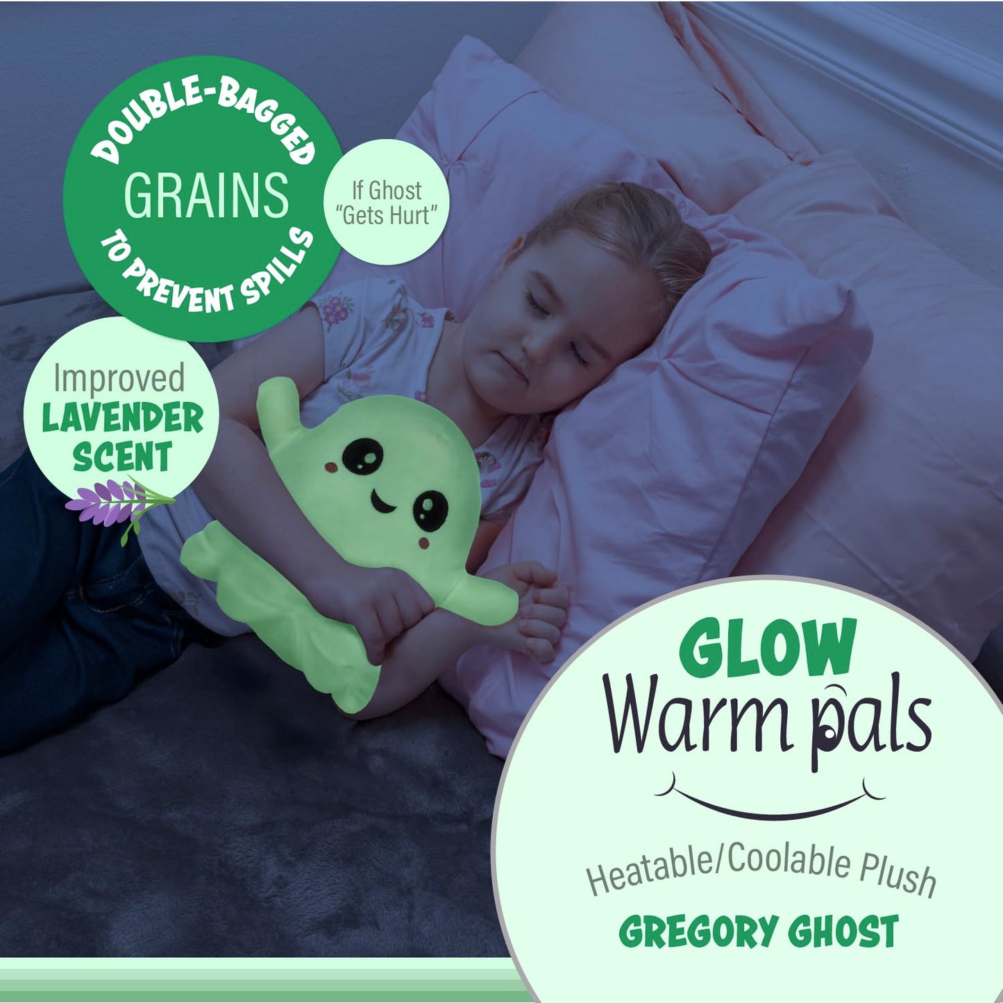 1i4 Group Glow in the Dark - Ghost - Microwavable & Weighted Plush Stuffed Animal - Heated Plushie for Warmth - Cute, Soft, Cozy Toy for Adults & Children (Boys, Girls, & Toddlers) by Warm Pals