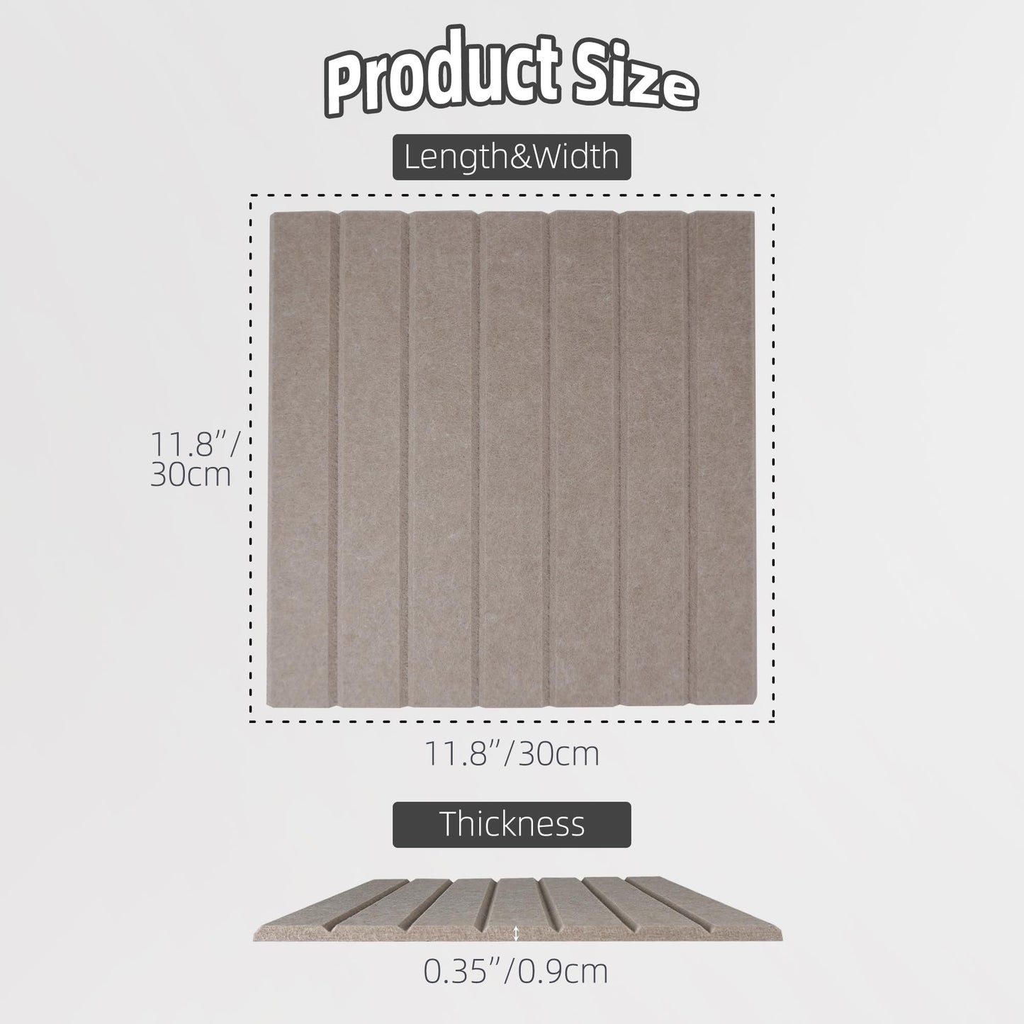 TENACR Cork Board Alternative-Felt Slat Wall Paneling,Office Bulletin Board for Decoration, Suitable for Displaying Photos and Documents, with Removable Adhesive Labels,12-Pack (Light Brown)