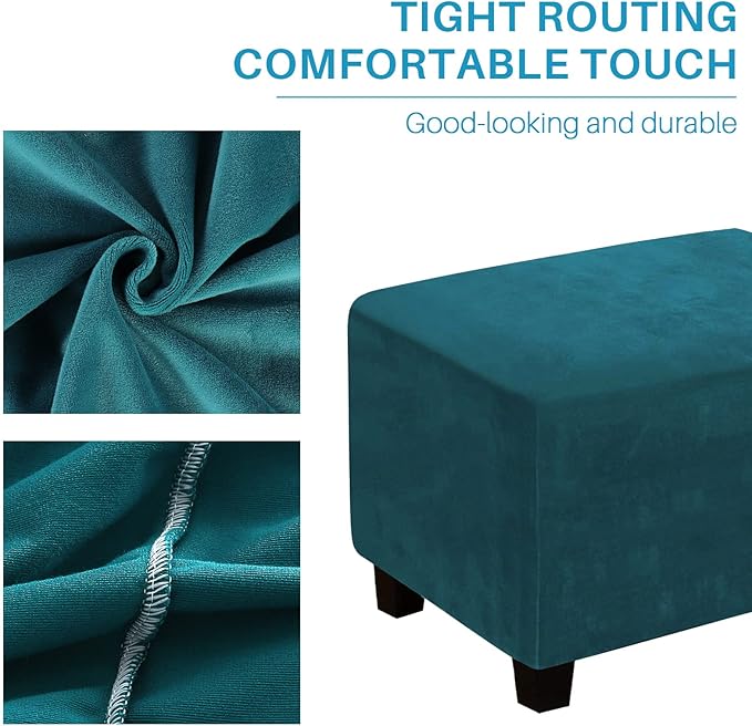 Ottoman Cover, Stretch Rectangle Velvet Ottoman Slipcovers of Foot Stool