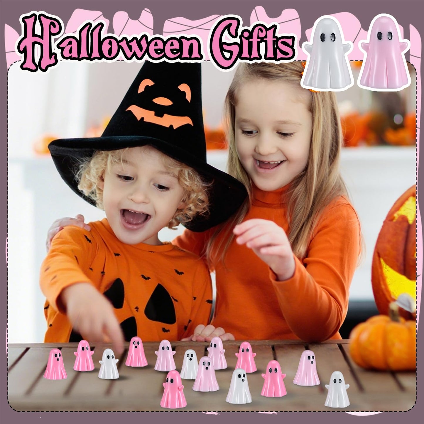 Beeveer 50 Pcs Halloween Mini Ghost Figurines Ghost Figurines Resin Small Miniature Figures Spooky Tiered Tray Decor Garden Cake Topper Dollhouse Micro Home Tabletop Landscape Decor