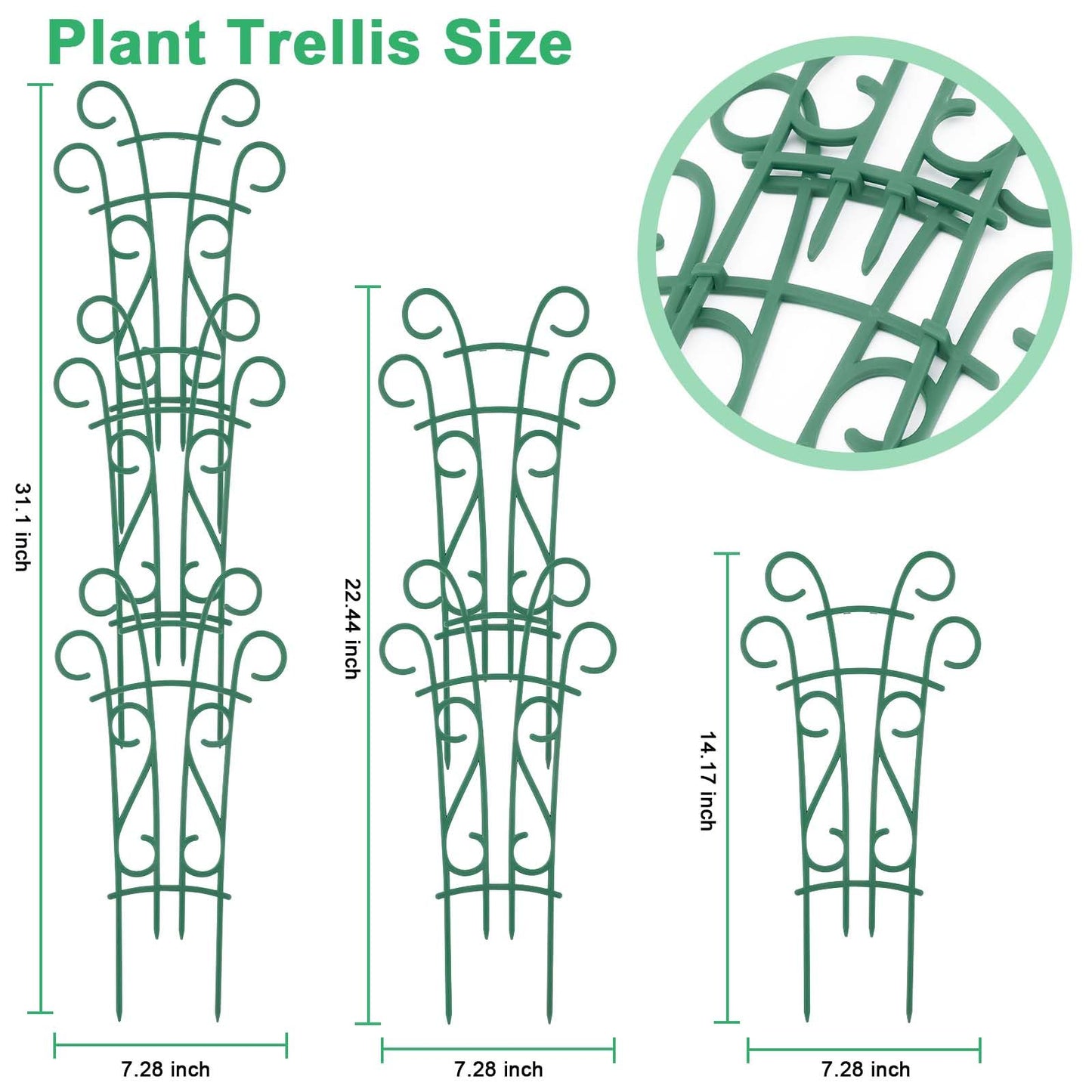 Qaobo Plant Trellis for Potted Plants 12 Pack Stackable Indoor Outdoor Climbing Houseplant Support with Garden Wire for Pothos Hoya Ivy Flower