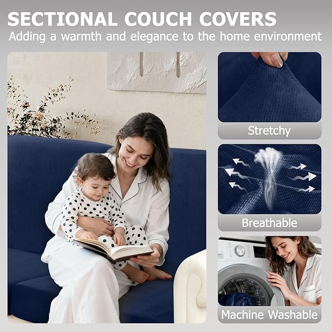 Arfntevss Velvet Corner Sectional Couch Covers Slipcovers L Shape Couch Cushion