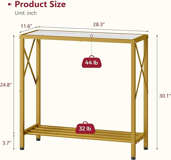 Tajsoon 28.3" Entryway Table, 2-Tier Small Consle Table