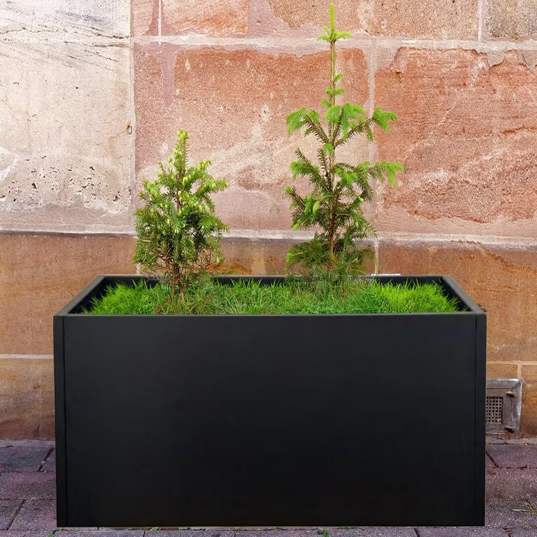 Black Planter Box Galvanized Steel Rectangular Metal Planter 36" L x 12" W x 16" H Indoor Large Outdoor Planters Steel Heavy Rectangle Planter Commercial Residential for Plants, Patio, Yard, Garden