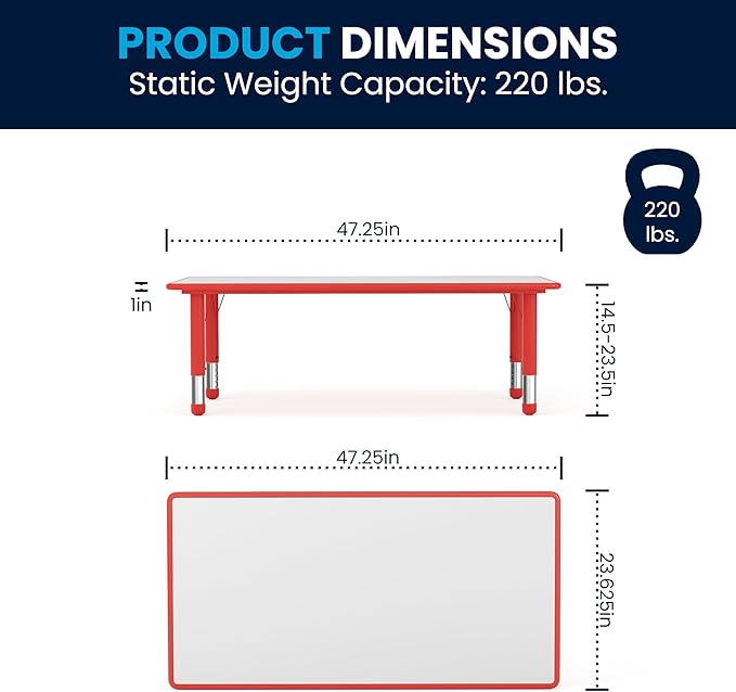 Flash Furniture Wren 23.625''W x 47.25''L Rectangular Red Plastic Height