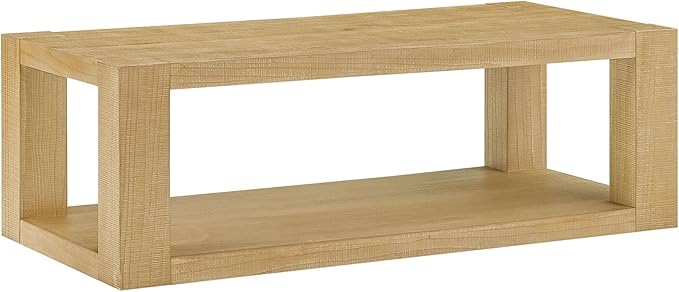 Modern 48 Inch Rectangular Coffee Table, 2-Tier Wood Veneer Living Room Center