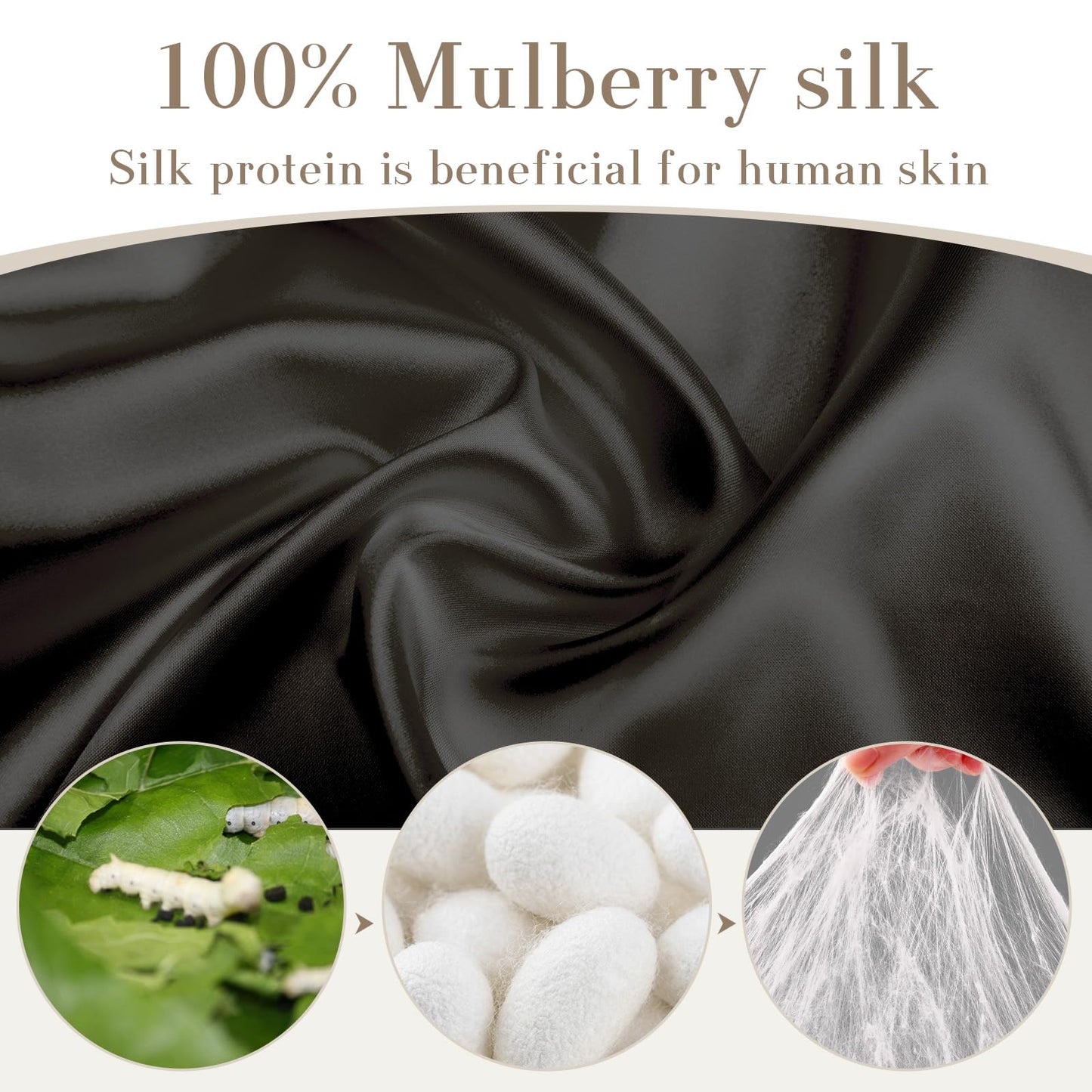 100% Mulberry Silk Sleep Mask Eye Mask for Women Man with Adjustable Band, for Side Sleeper Blackout Sleep Mask for Travel Rest and Office Large Size (Taupe)