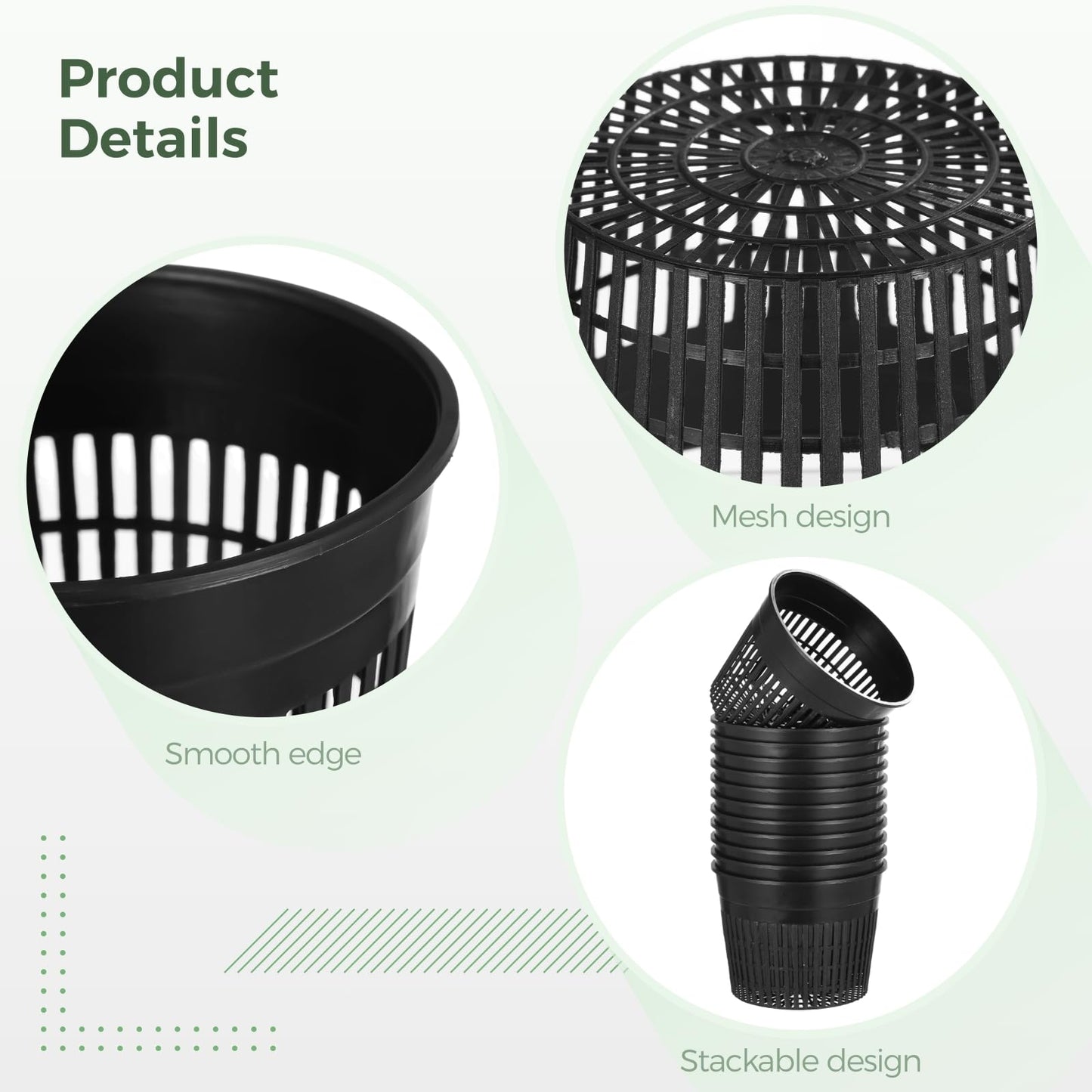 ZALIR 12 Pcs Net Pots for Hydroponics 6In - Plastic Root Control Pots with Drainage Holes, Ideal for Lily Plants, Lightweight and Stackable Design for Efficient Growth